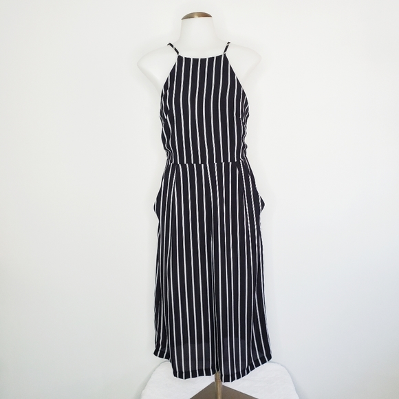 ASTR | Culotte Jumpsuit Suit Black / White Striped Small - Picture 2 of 11